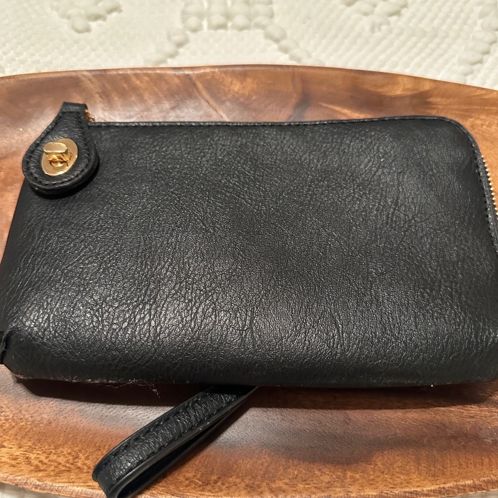Black Leather Wristlet